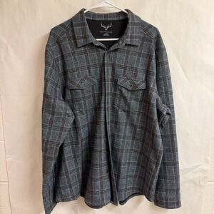 Age of Wisdom Mens Plaid Button Flannel Shirt Long Sleeve Snap Button Shacket XL